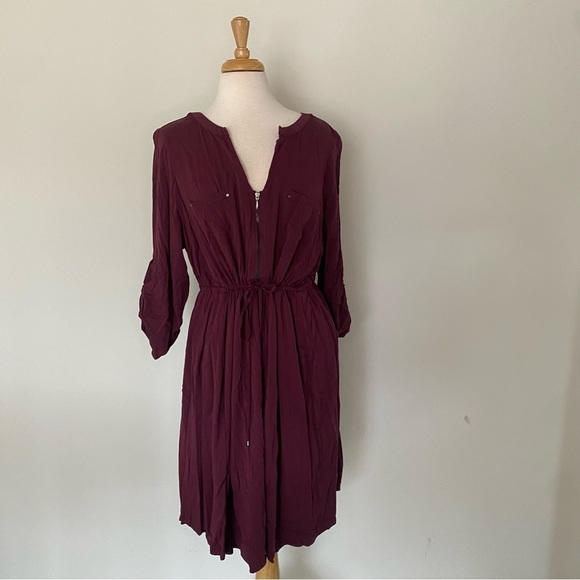 TORRID BURGUNDY PURPLE ZIP CHALLIS SHIRT DRESS 3X - Picture 7 of 16